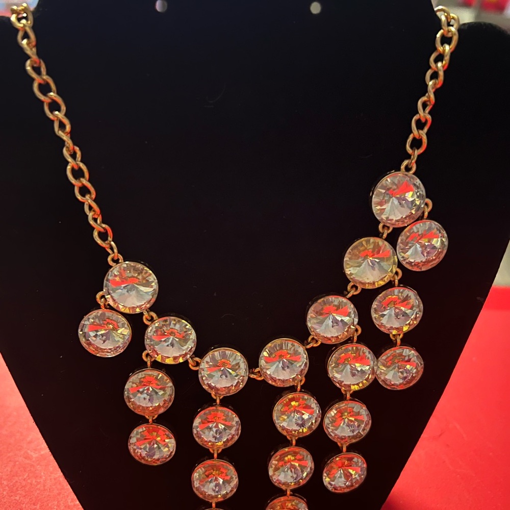 Paparazzi Gold and Crystal Drop Necklace